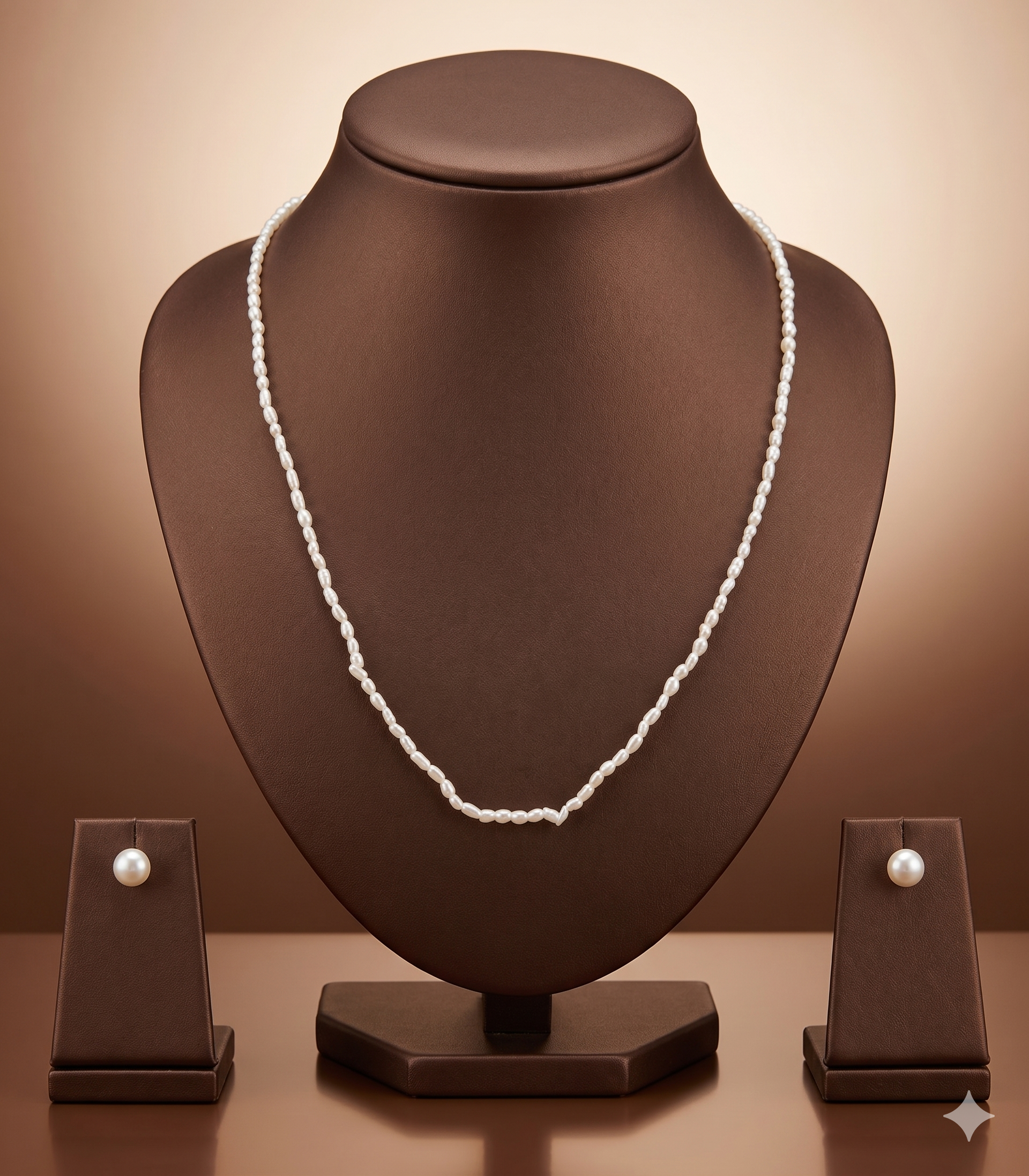 Single-Strand Freshwater Rice Pearl Necklace Set