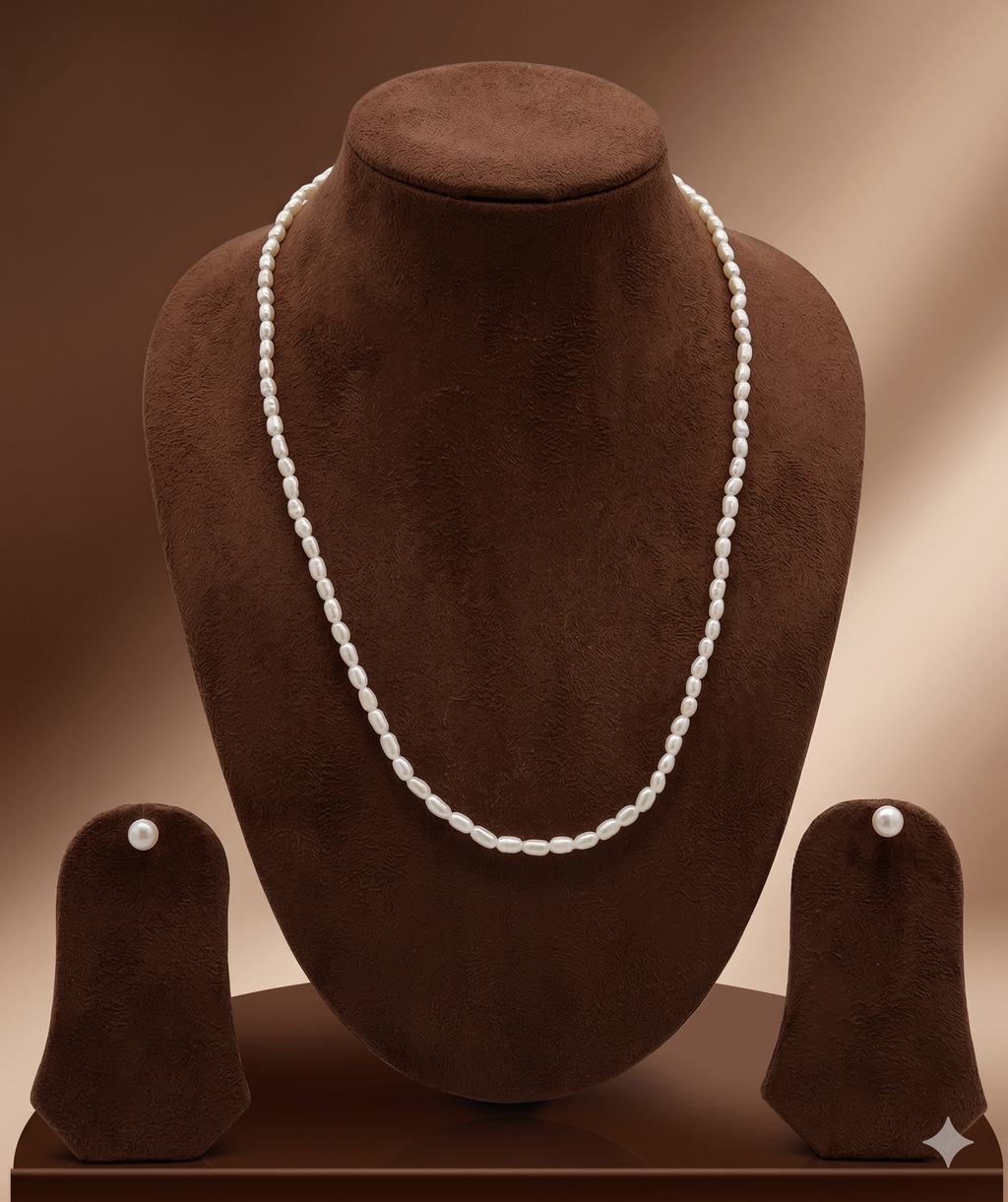 Single-Strand Freshwater Rice Pearl Necklace Set