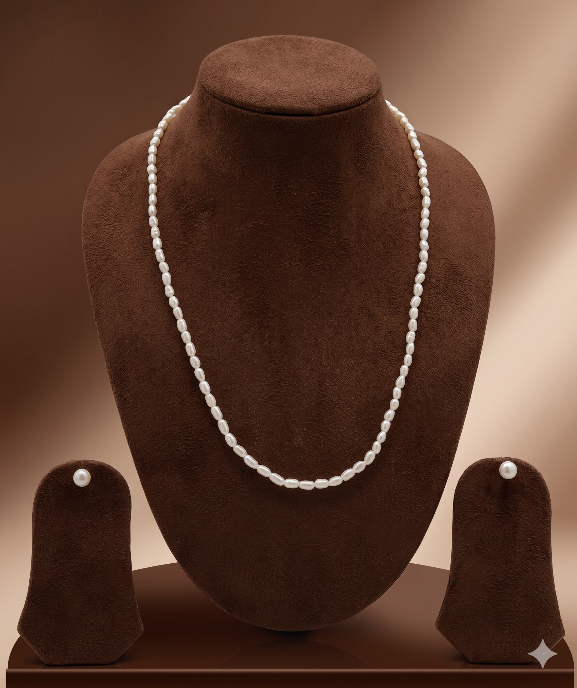 Single-Strand Freshwater Rice Pearl Necklace Set