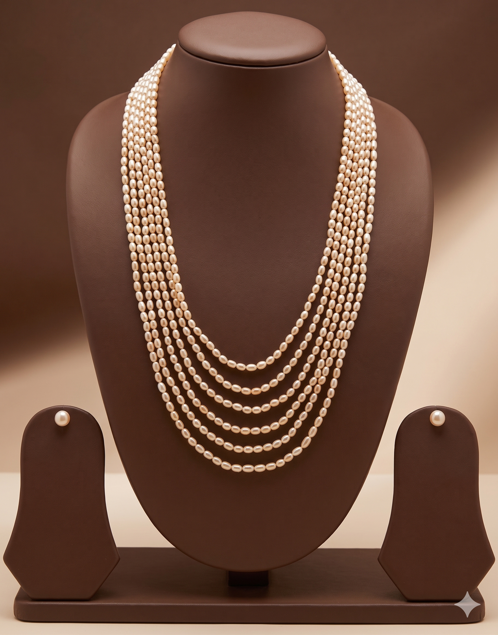 Six-Line Freshwater Rice Pearl Necklace Set