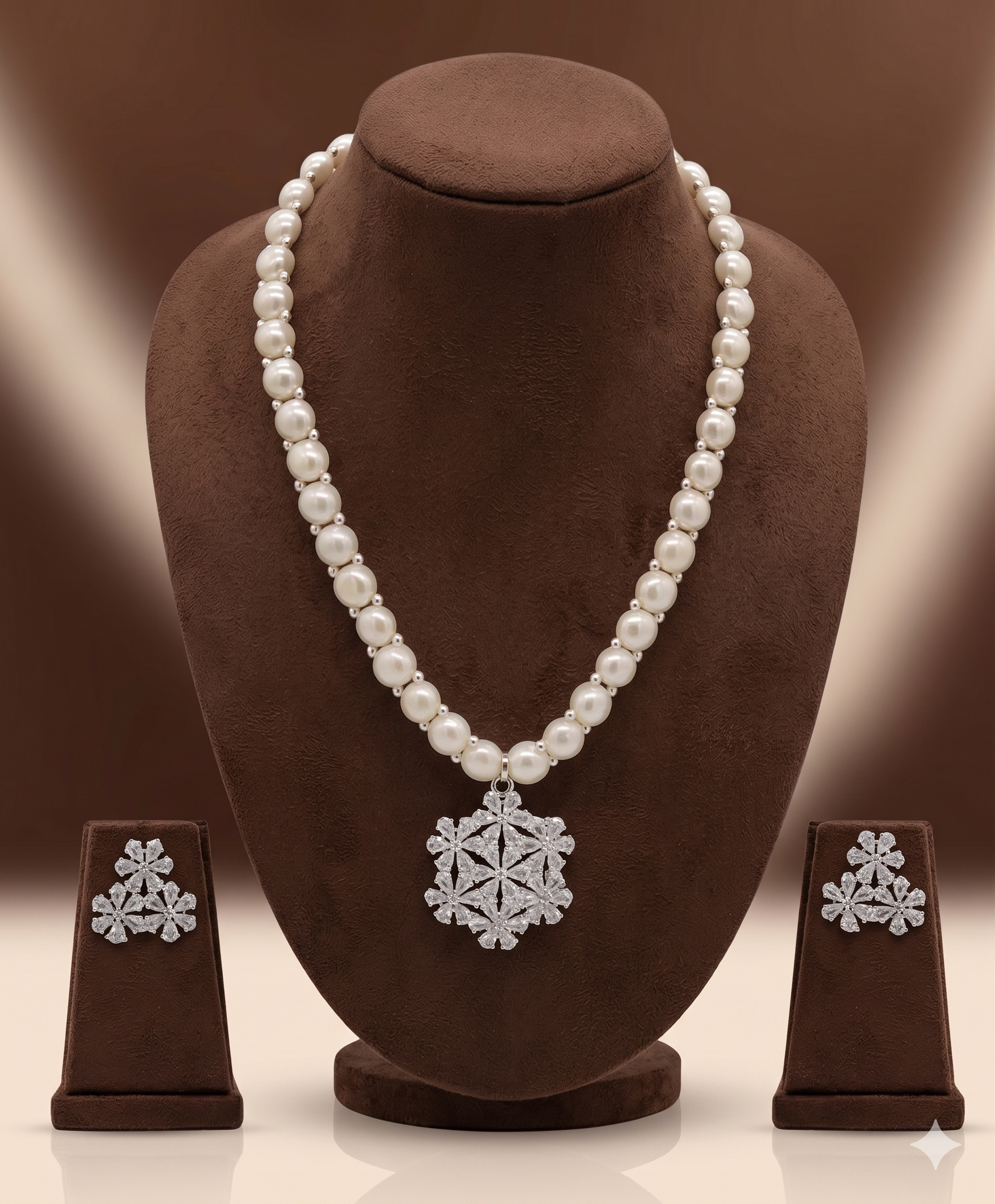 Snowflake Sparkle Freshwater Pearls Pendant Set