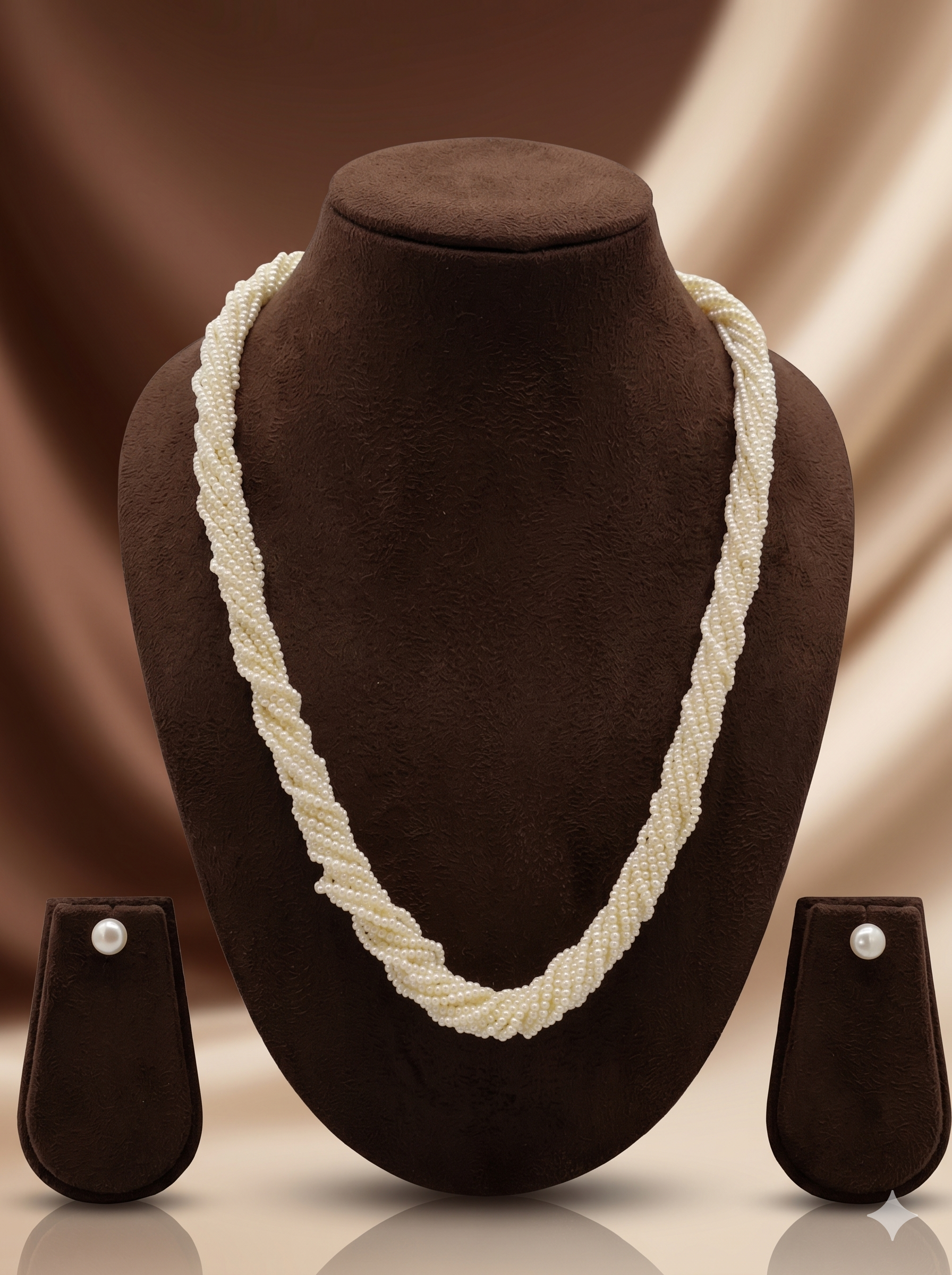 Snowlace Twist – Multi-Strand Rice Pearl Jewellery Set
