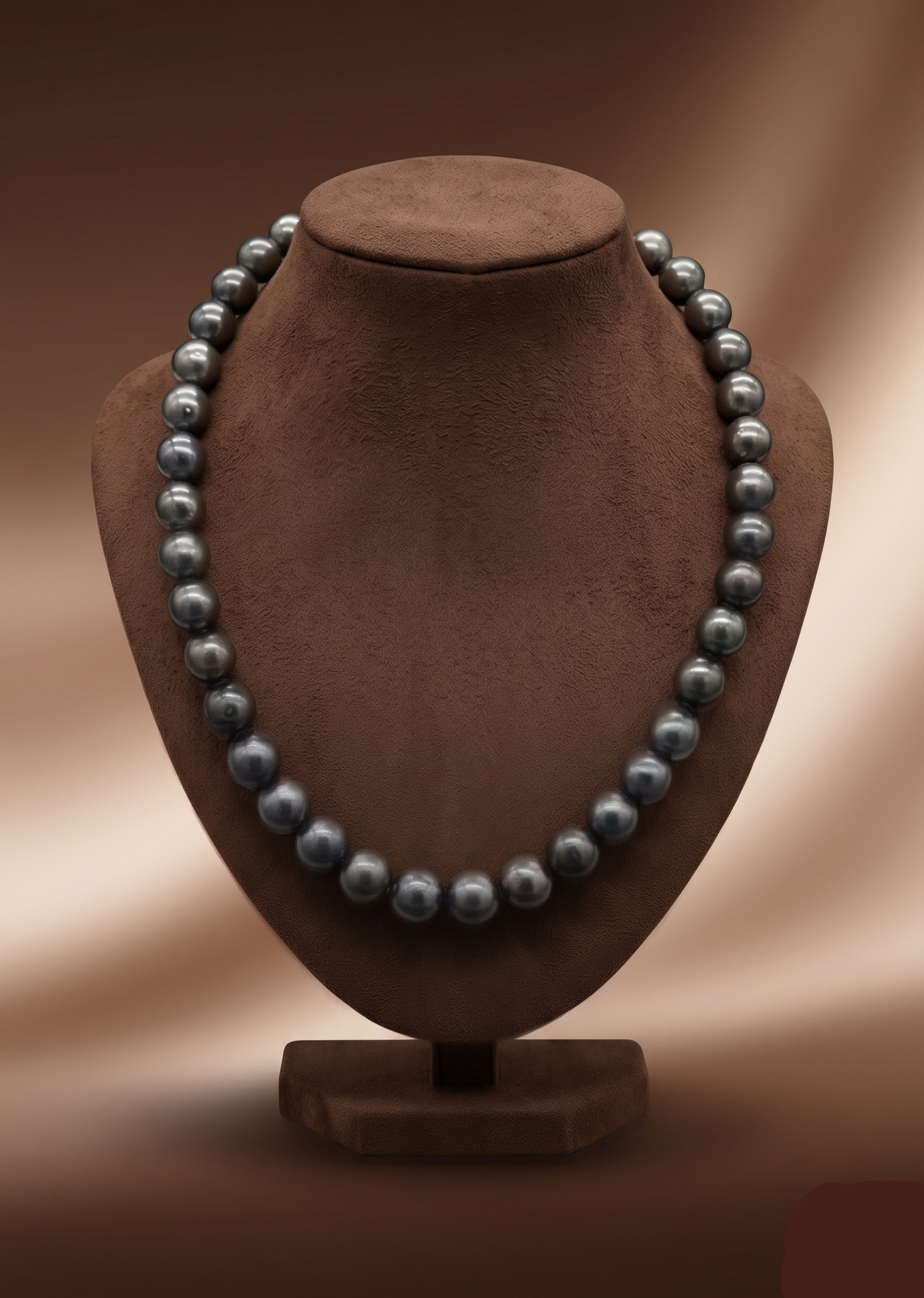 South Sea black round pearl one-line mala