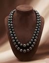 South Sea black round pearl two-line mala