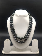 South Sea black round pearl two-line mala