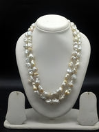 South Sea golden and white baroque pearl two-line mala
