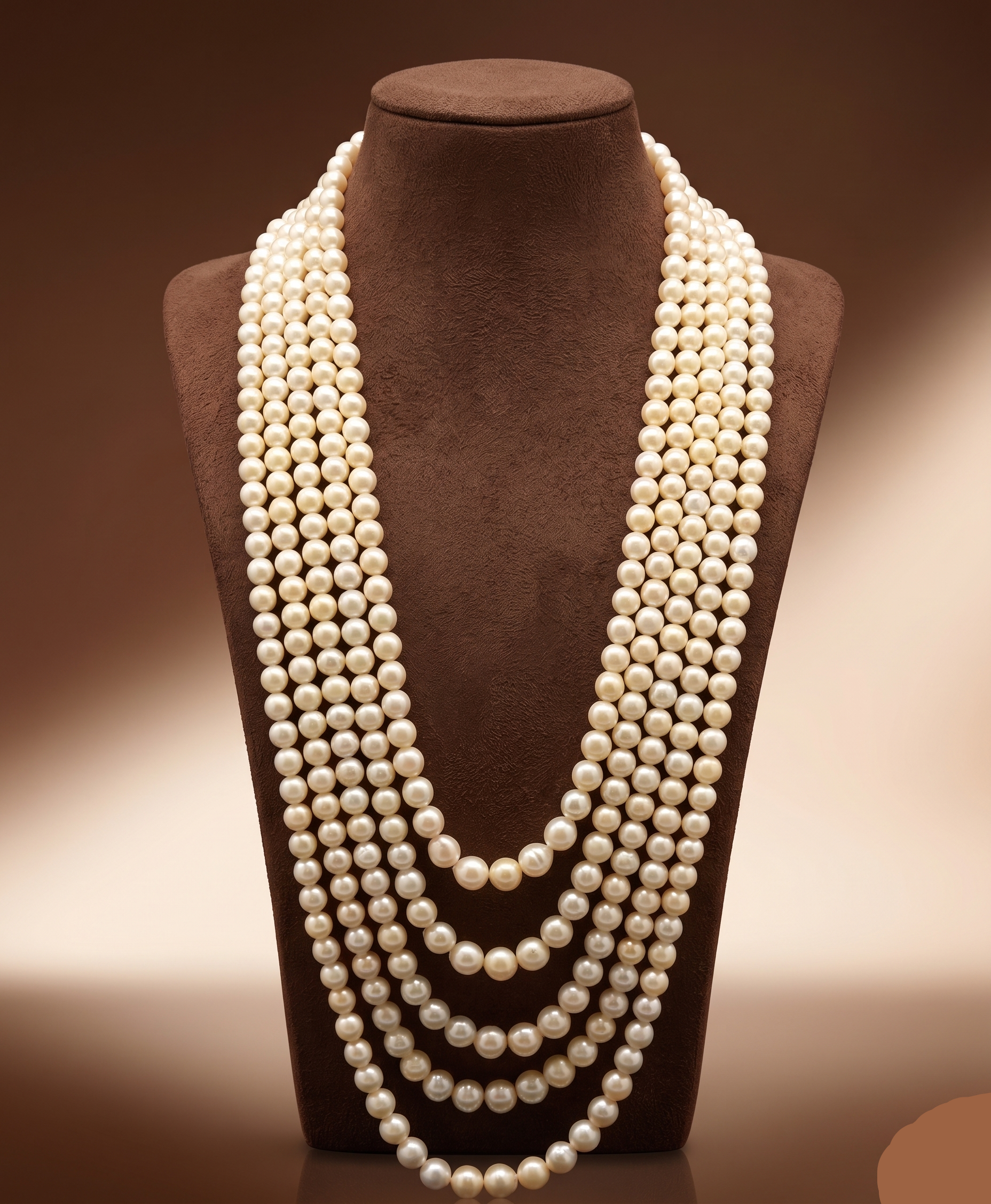 South Sea golden round pearl five-line mala