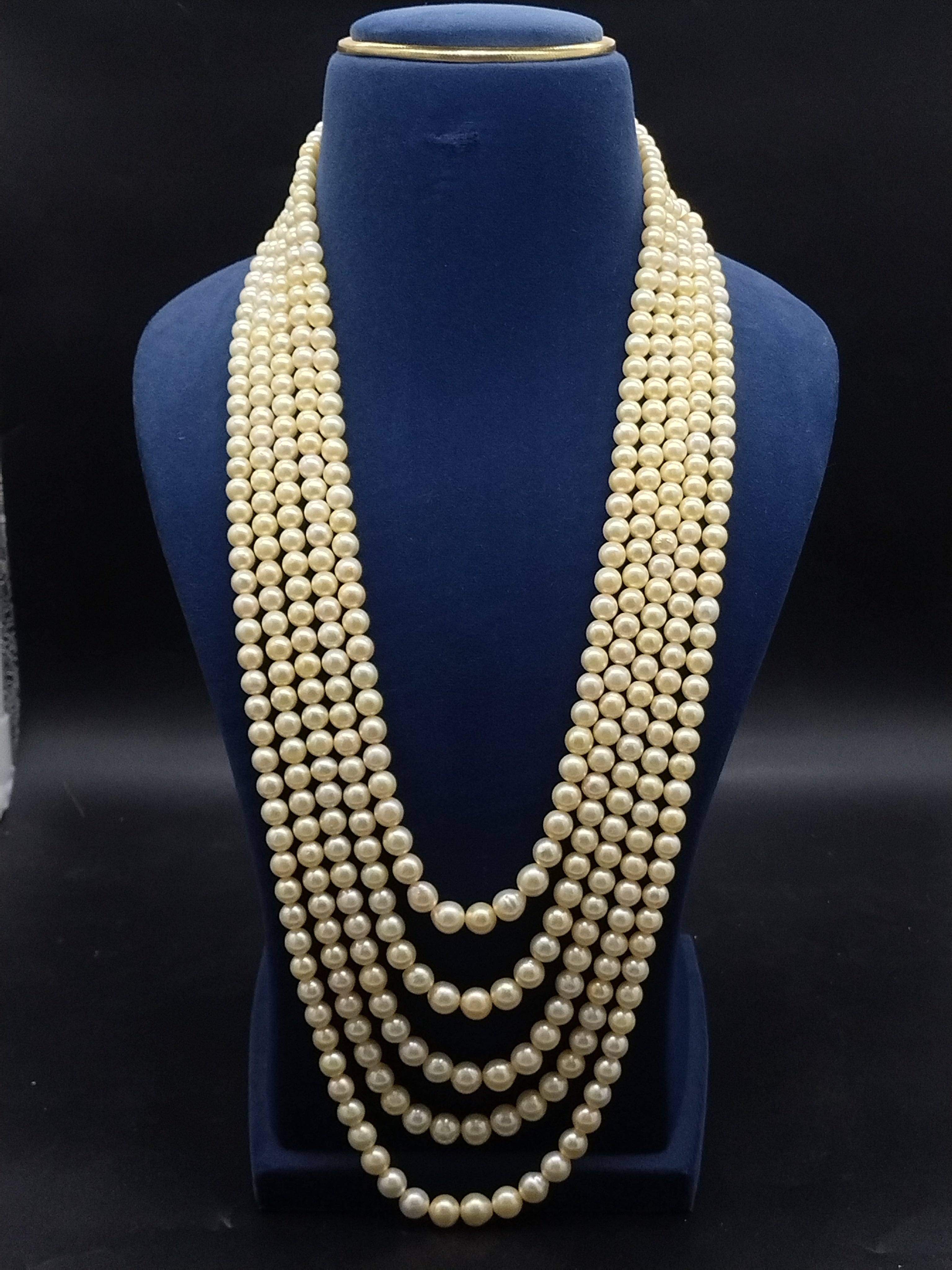 South Sea golden round pearl five-line mala