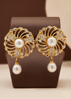Spiral Floral Freshwater Pearl Drop Earrings