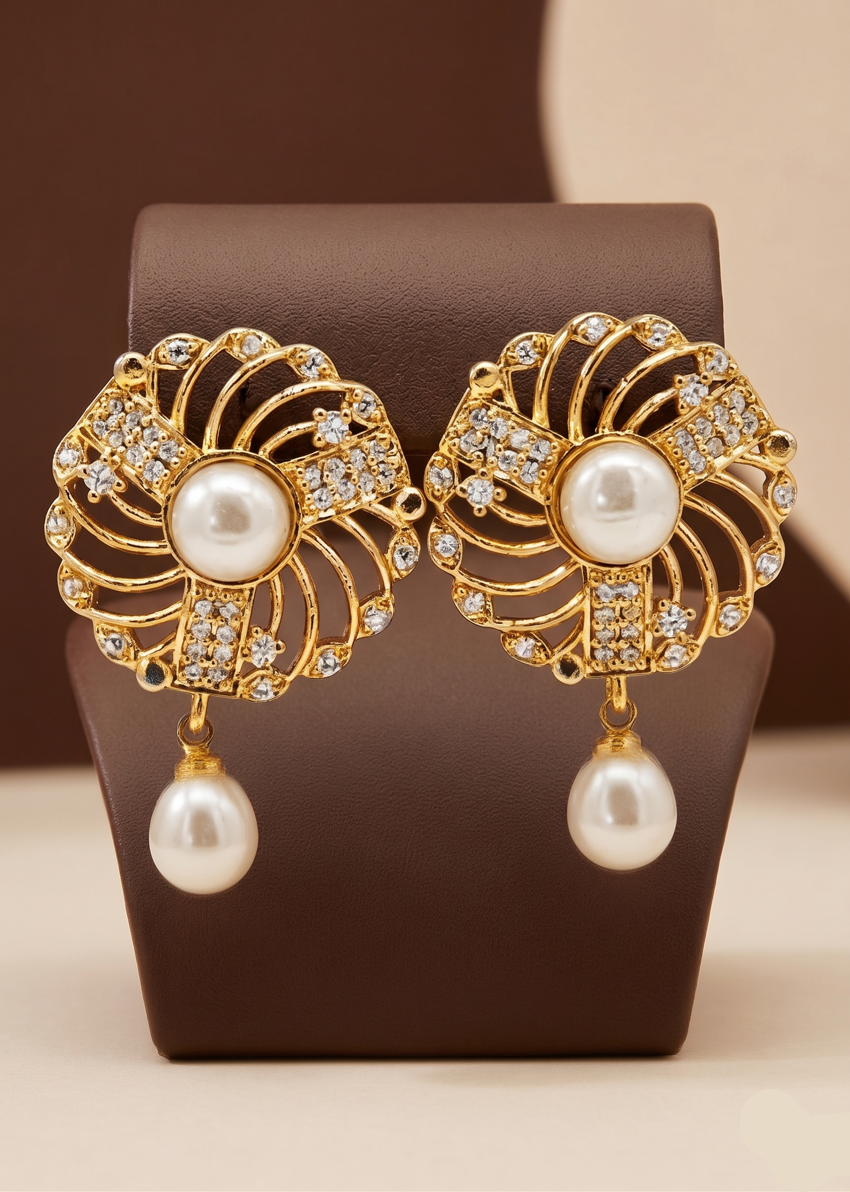 Spiral Floral Freshwater Pearl Drop Earrings