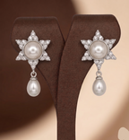Star Pearl Drop Statement Earrings