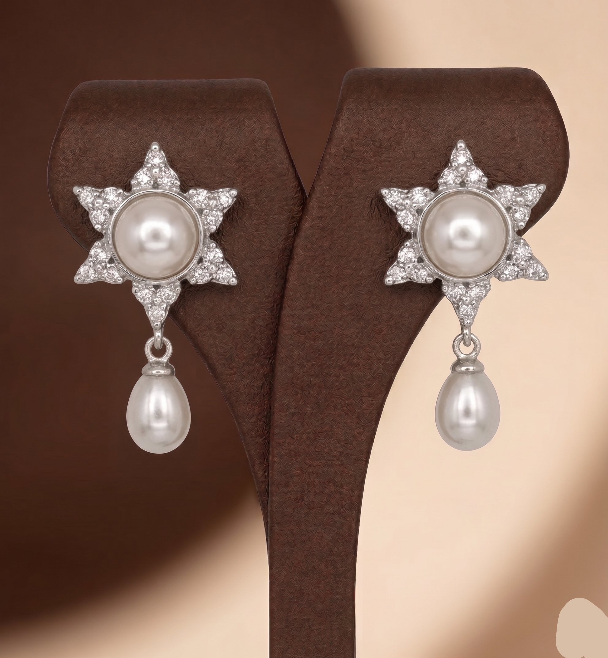 Star Pearl Drop Statement Earrings