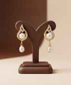 Teardrop gold pearl earrings for women