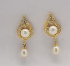 Teardrop gold pearl earrings for women