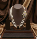 Three-Line Freshwater Pearl & Kundan Broach Set for Women