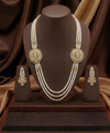 Three-Line Freshwater Pearl Medallion Broach Set for Women