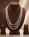 Three-Strand Freshwater Pearl Necklace Earrings Set