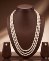 Three-Strand Freshwater Pearl Necklace & Earrings Set for Women