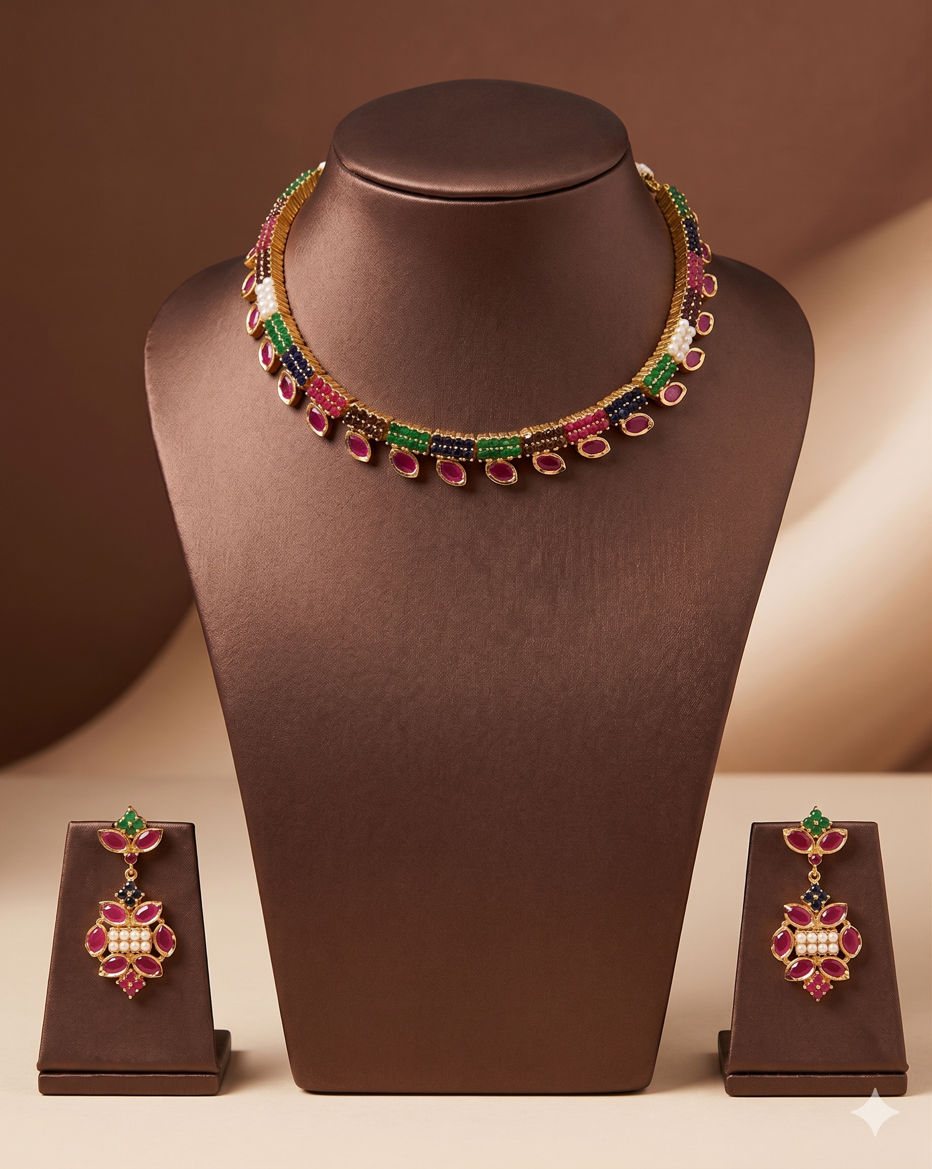 Tricolor Heritage traditional choker necklace set for women