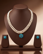 Turquoise Bloom Freshwater Pearl Necklace Set