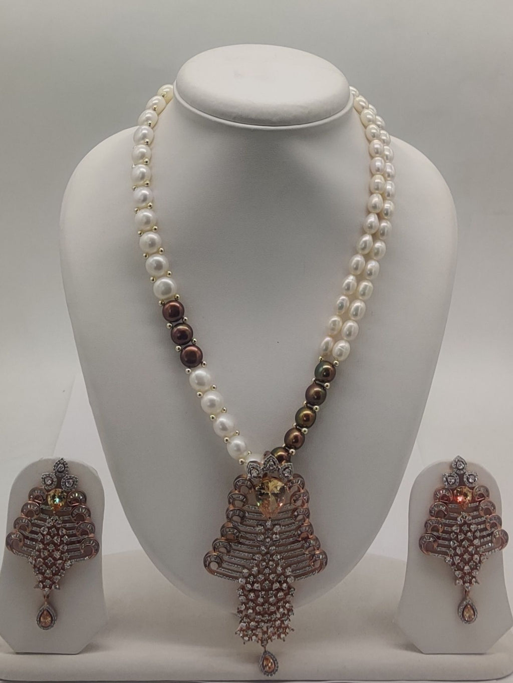 Twilight Elegance multi-strand freshwater pearl pendent set