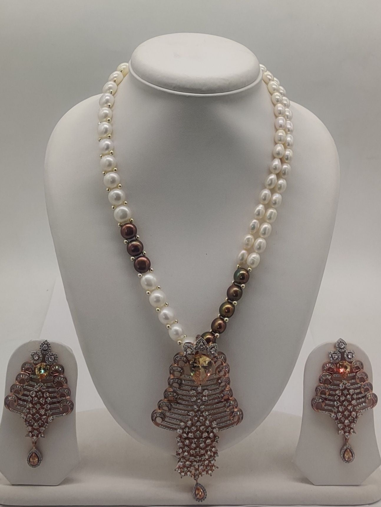 Twilight Elegance multi-strand freshwater pearl pendent set