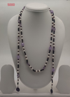 Twilight Harmony freshwater pearl necklace with white pearls amethyst crystals and black beads in layered design