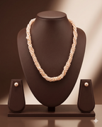 Twisted Freshwater Natural Peach Rice Pearl Necklace Set