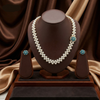 Two-Line Freshwater Pearl & Turquoise Broach Set for Women
