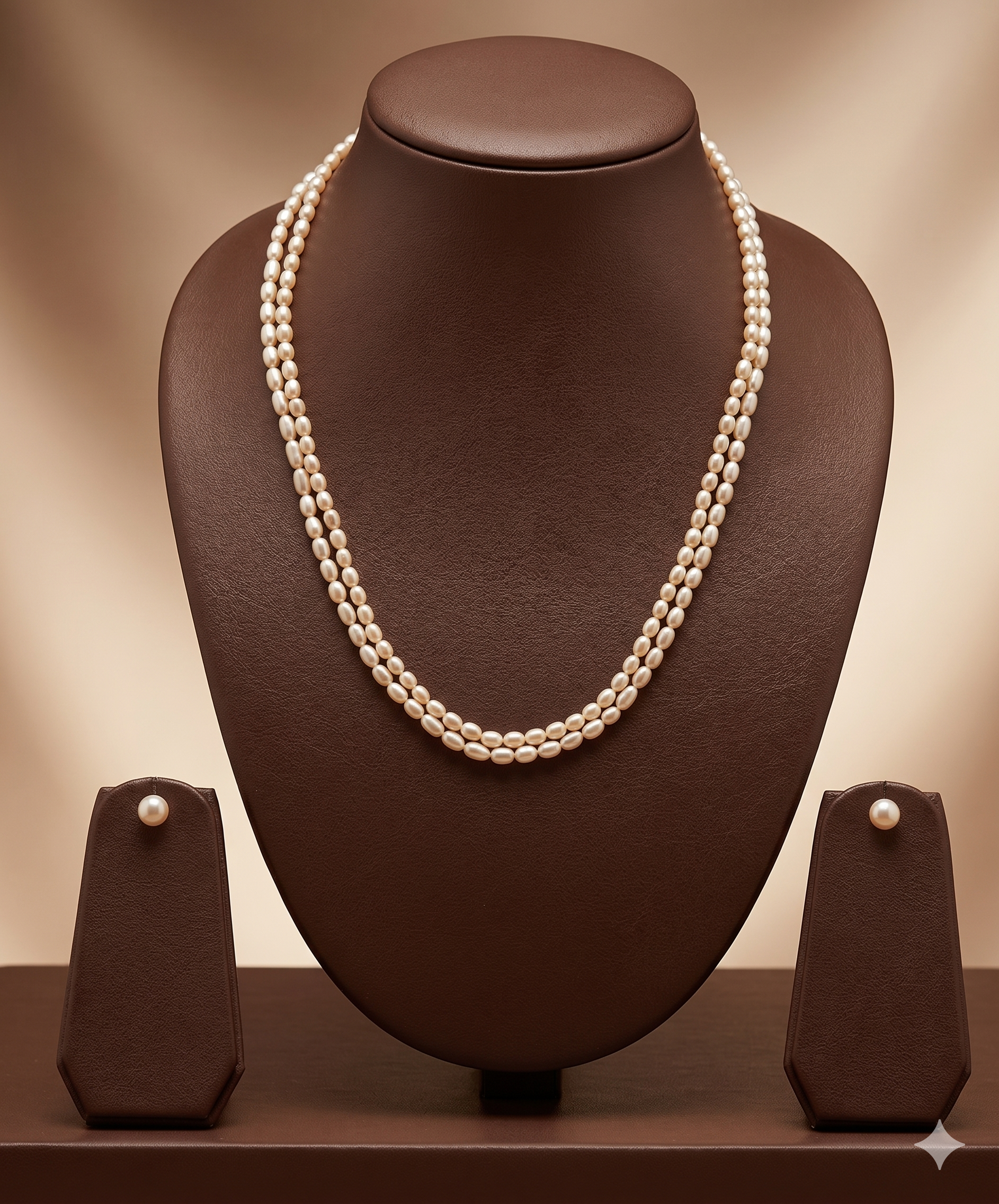 Two-Line Freshwater Rice Pearl Necklace Set