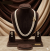 Two-Strand Freshwater Pearl Broach Set with Gold-Toned Detailing