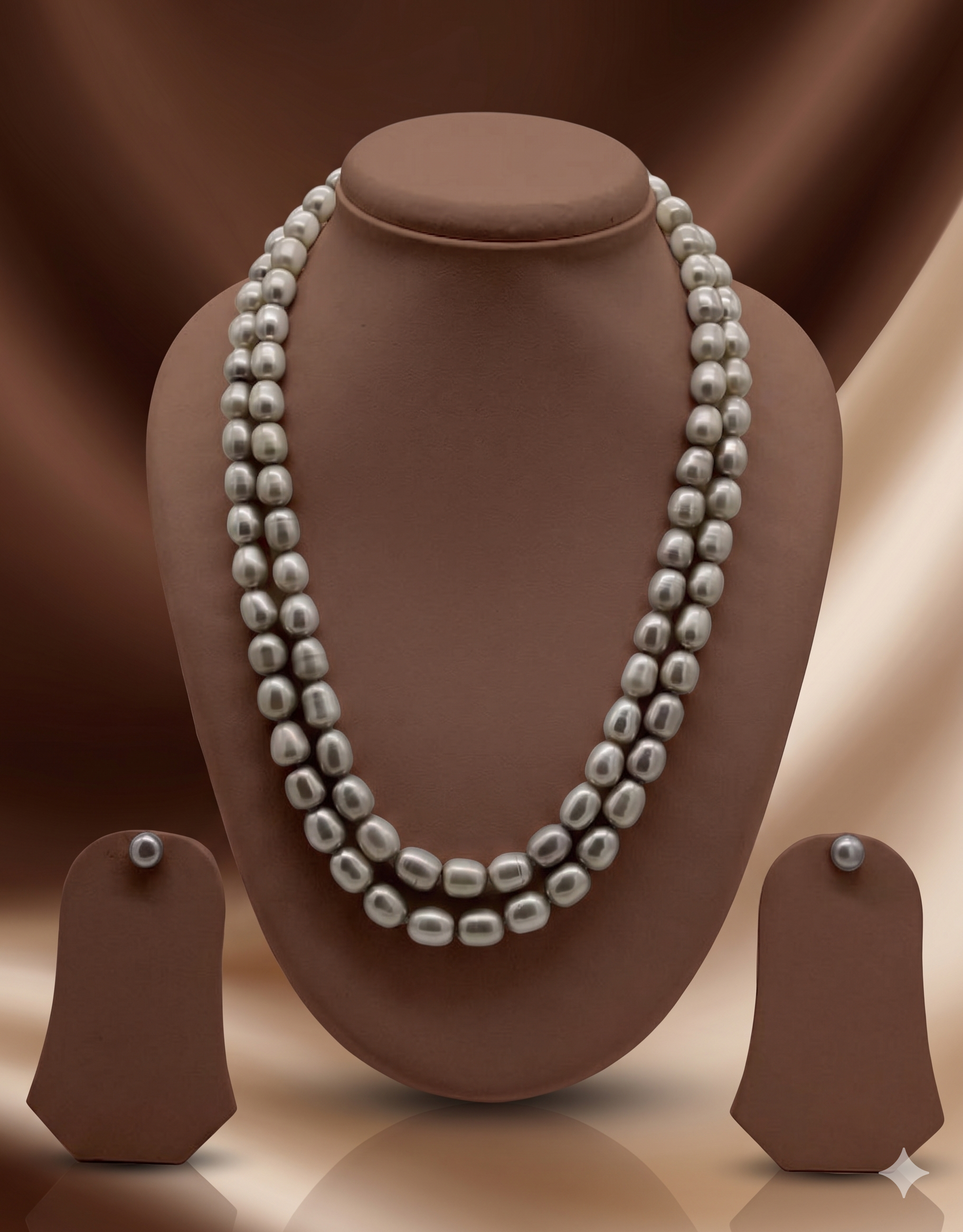 Two-Strand Freshwater Pearl Necklace & Earrings Set