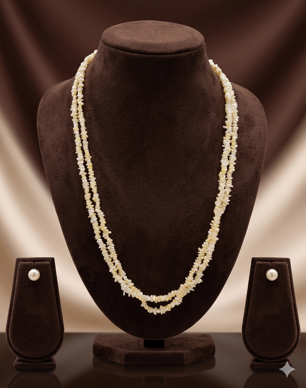 Two Strand Baroque Freshwater Pearl Necklace & Earrings Set