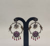 Vriksha Varnika 925 oxidized silver hoop earrings with bird motifs pearls and colorful bead danglers