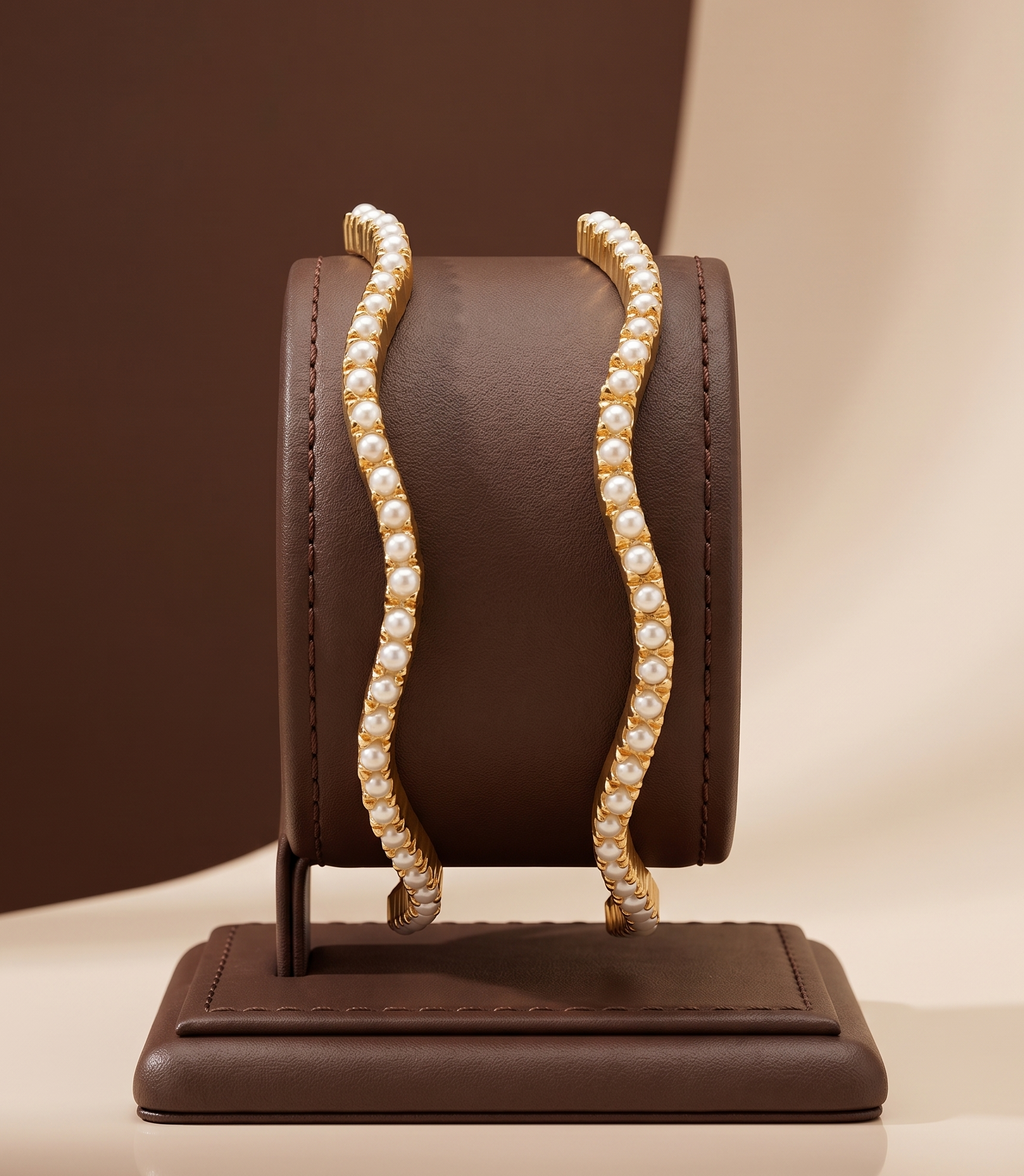 Wavy Pearl Delight Bangles