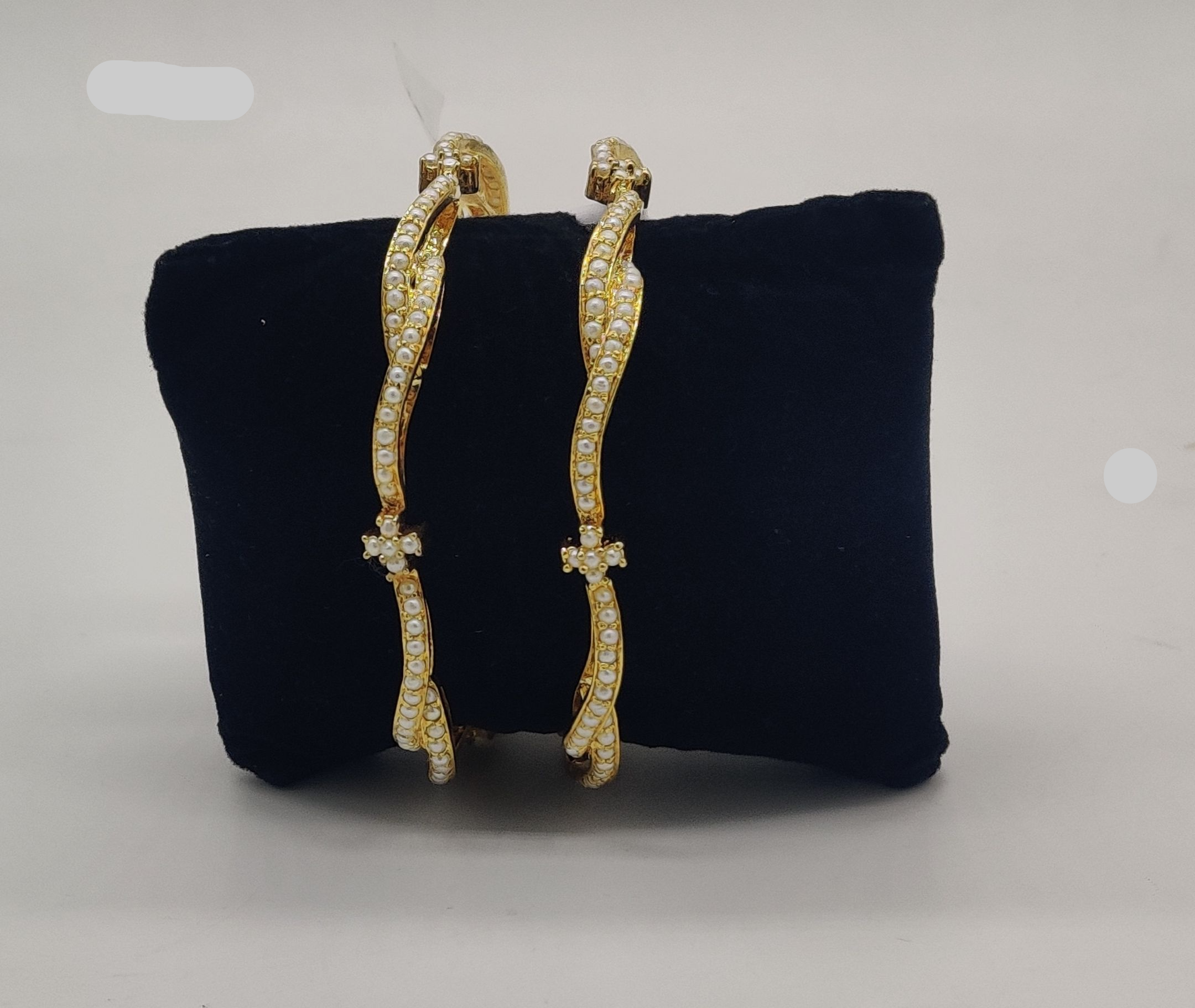 Wavy Pearl Line Designer Bangles