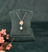Rose Gold–Toned Alloy Floral Pendant Necklace with Pearl Drop