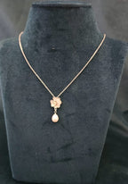 Rose Gold–Toned Alloy Floral Pendant Necklace with Pearl Drop