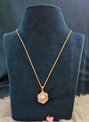 Gold-Toned Alloy Floral Pearl Pendant Necklace