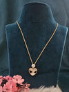 Gold-Toned Alloy Heart Pendant Necklace with Pearl Accent
