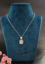 Silver-Toned Alloy Floral Charm Necklace with Pearl Accent