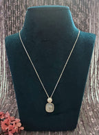 Silver-Toned Alloy Floral Charm Necklace with Pearl Accent
