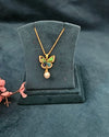 Gold-Toned Alloy Butterfly Pendant Necklace with Pearl Drop