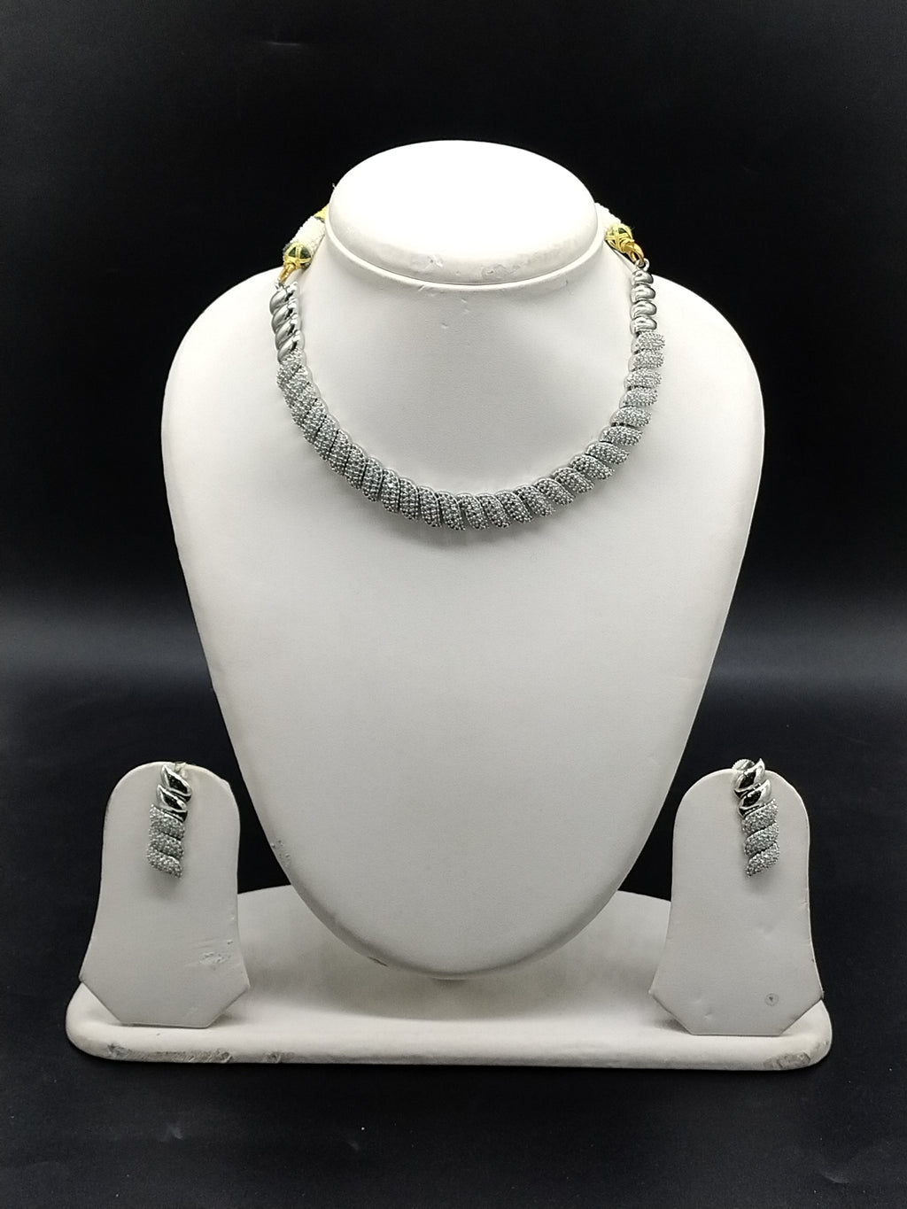 White American Diamond twisted rope necklace set with matching stud earrings