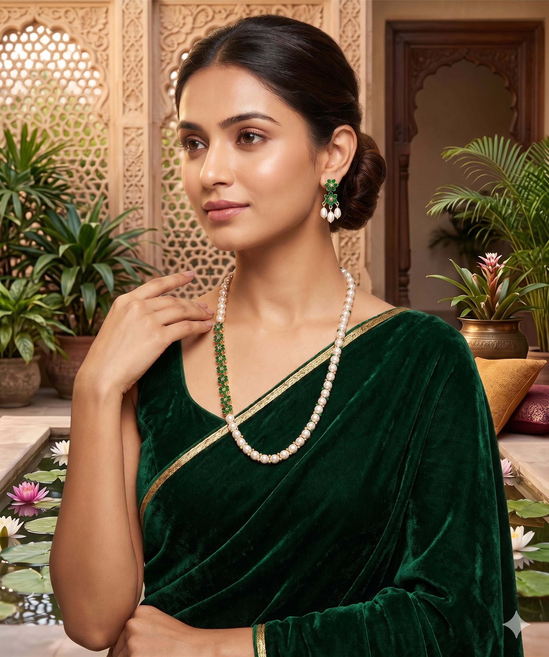 White Freshwater Pearl Side Brooch Necklace Set