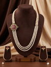 White Freshwater Pearl Side Brooch Necklace &amp; Earrings Set