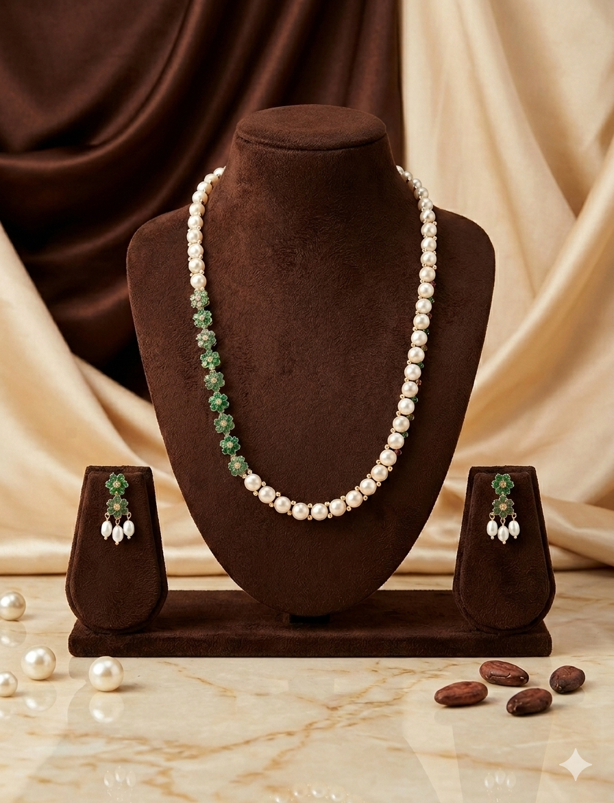 White Freshwater Pearl Side Brooch Set