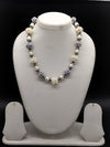 White and lavender pearl short necklace for women with textured pearl detailing