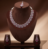 White and red CZ necklace set with sparkling cubic zirconia stones and matching earrings.