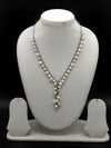 White freshwater pearl Y-drop necklace for women with silver-tone chain